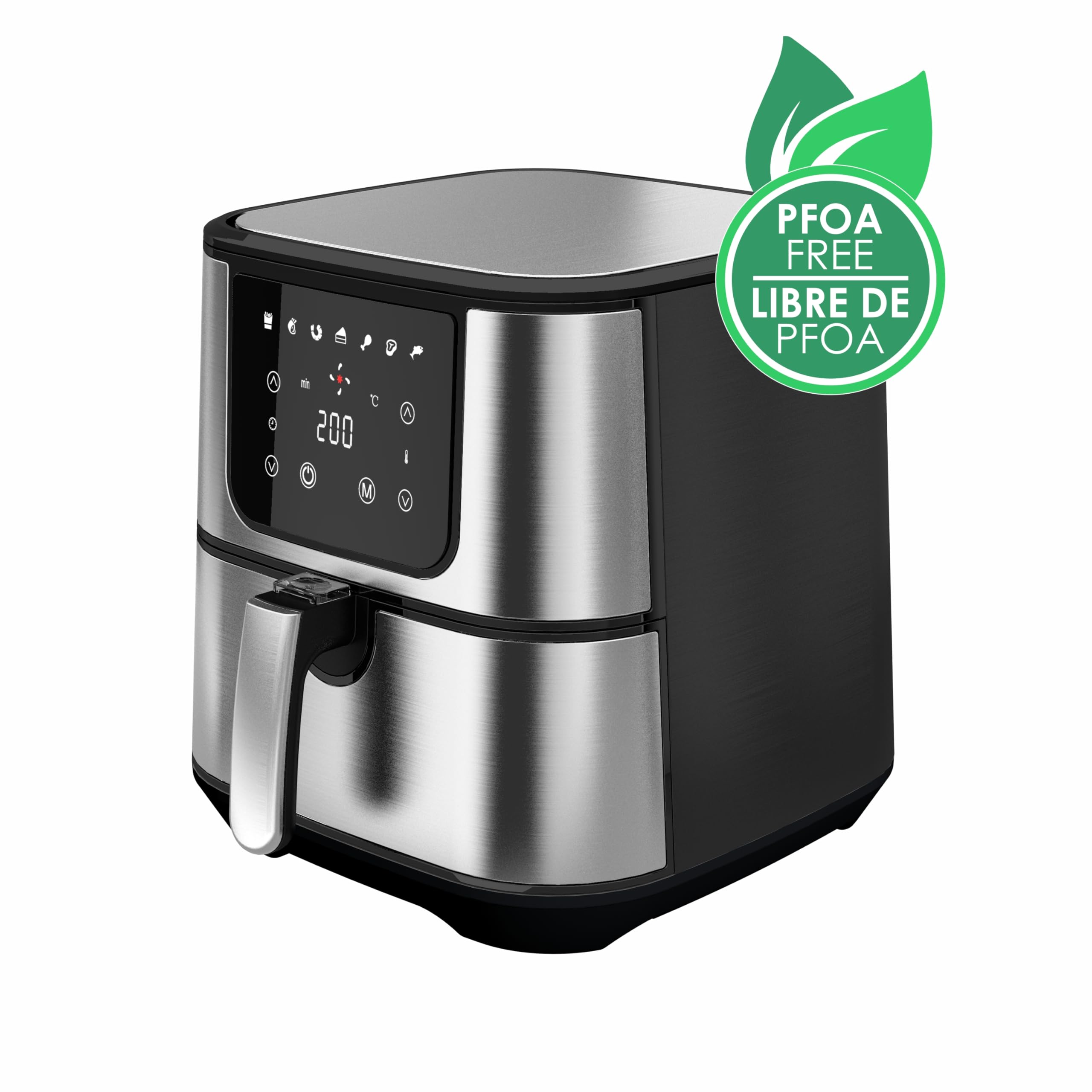 Dragon Air Fryer - Bastilipo - Freidora sin aceite 5,5L -Freidora de aire caliente con 7 programas -Con una potencia de 1800W y 60 min de temporizador - Pantalla LED - Sin BPA ni PFOA (AF-1800-0746)