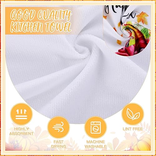 Miniatura 3 de Juego de decoración de cocina de otoño de 7 piezas, incluye 2 toallas de cocina de otoño divertidas y 5 cucharas de madera, utensilios de bambú,