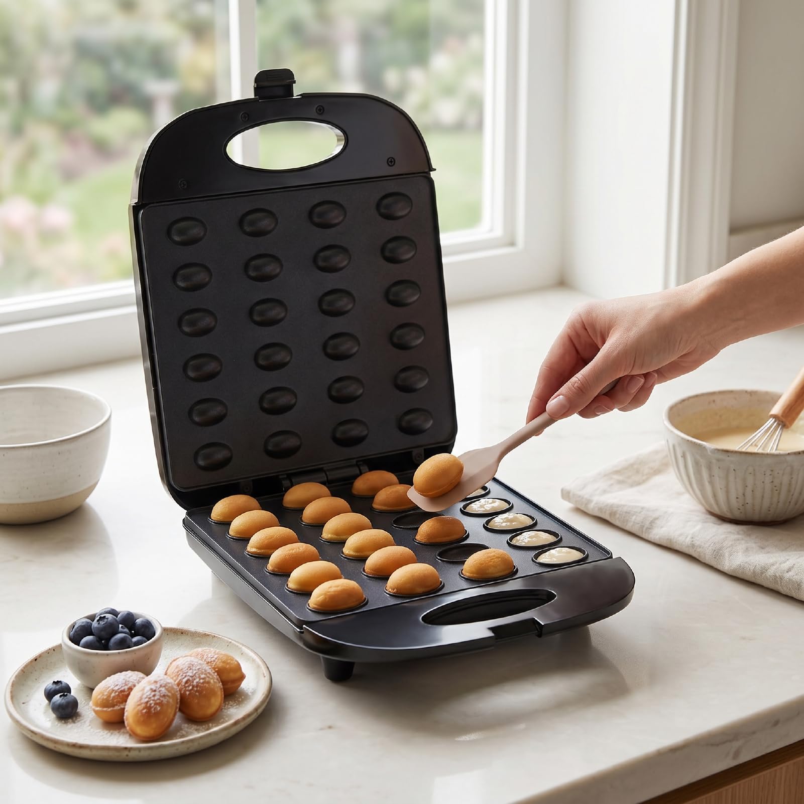 Macchina per la Colazione, Macchina per Biscotti Alle Noci e Noci Antiaderente a Doppia Faccia da 1400 W a 24 Fori per la Cottura Quotidiana in Casa (Spina europea 220 V)