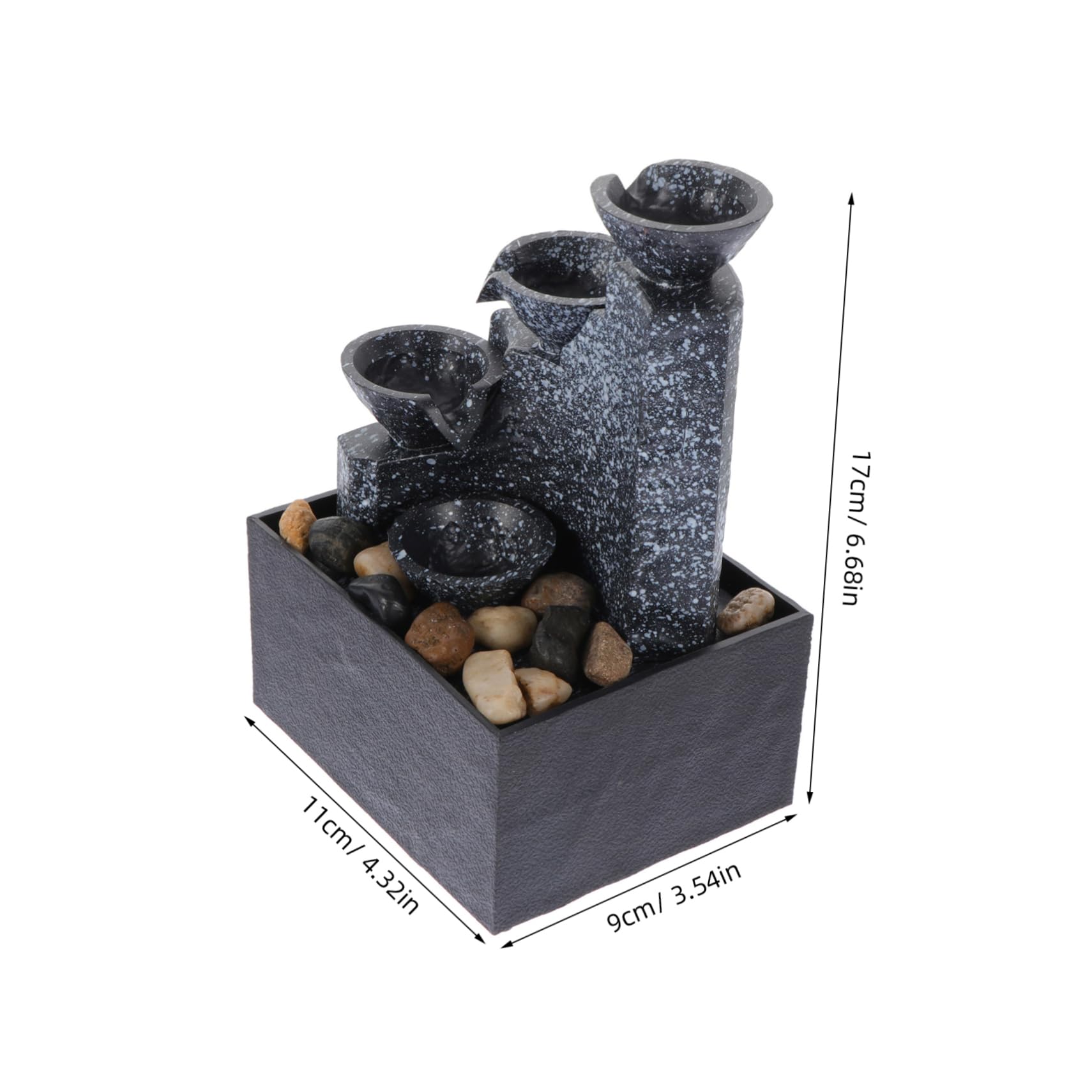 TOPBATHY Fuente Artificial Portátil de Resina, Alimentación 5v/1a o Pilas AA, Decoración para Oficina, Interior y Exterior