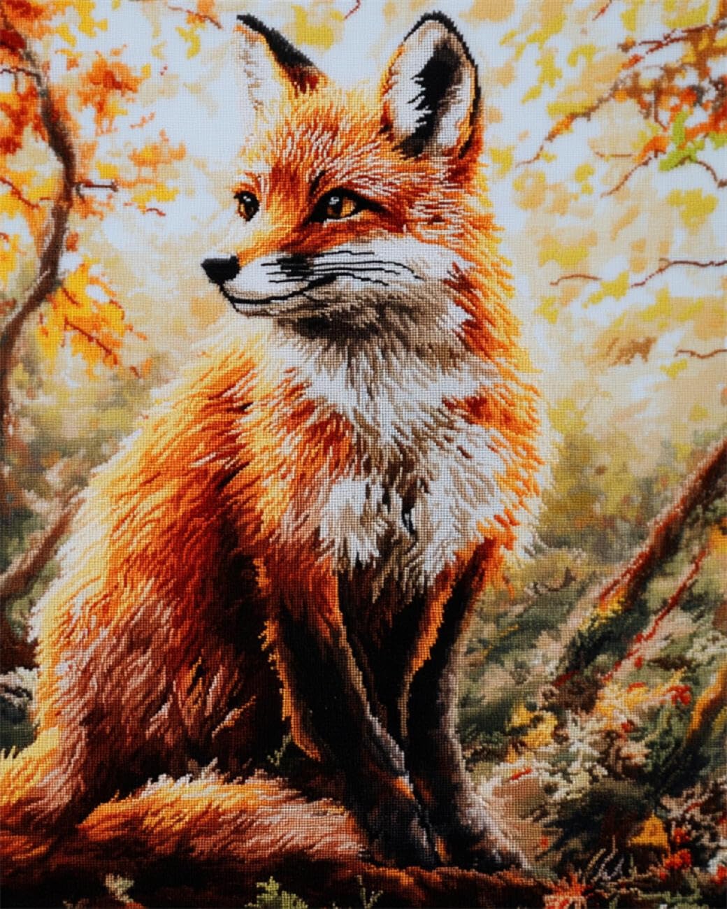 RKFLGEW DIY Seed Bead Embroidery Kits Cartoon Fox 30x40cm