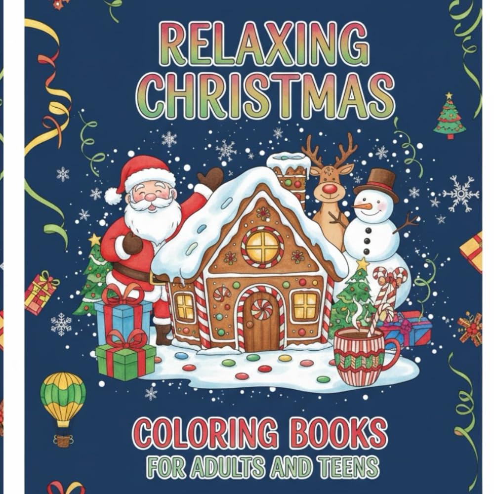 Relaxing Christmas Coloring Book for Adults and Teens: Easy Holiday Designs for Stress Relief, Mindfulness, and Cozy Creative Fun