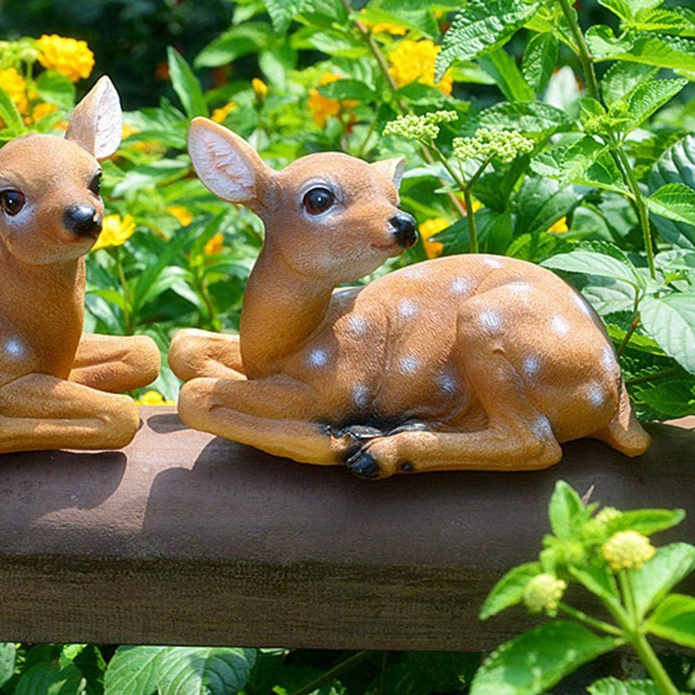 2Pcs Deer Statues Outdoor, Art Craft Ornaments Durable Garden Sculpture Deer Statue, for Garden Patio
