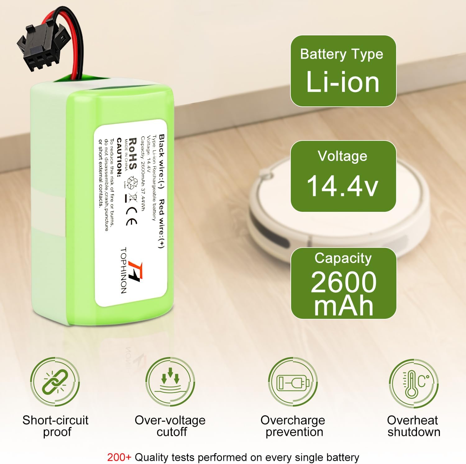 HT TopHinon Replacement Battery for Eufy: 14.4V 2600mAh Li-ion Battery for Eufy RoboVac 11, 11S, 12, 15C, 15T, 25C, 30, 30C, 35C, G30, Ecovacs Deebot N79 N79S DN622, Tesvor X500 Vacuum Cleaners