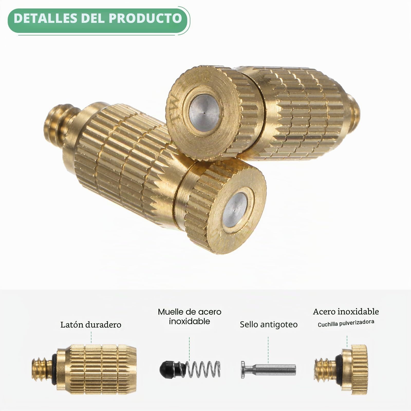M METERXITY 20-Pack Boquillas de Nebulización de Latón, Boquillas de Nebulización de 0.004"/0.1mm de Orificio de Latón, Boquilla de Nebulización de Alta Presión [10/24 UNC]