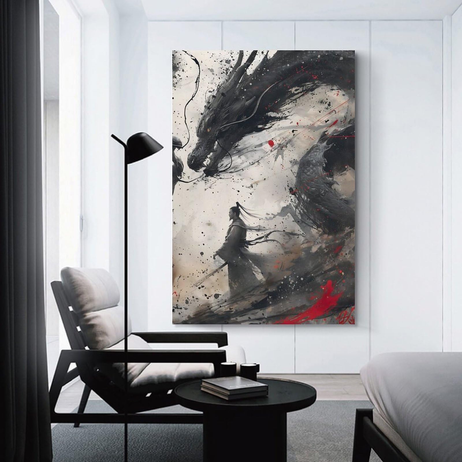 Junmoney Unframe-Style-7 Dragon Warrior Epic Fantasy Artwork Wall Picture Print, 20X30inch(50X75cm), For Living Room, Bedroom, Office Or Hallway, An Adaptable Decor Piece For Home Use
