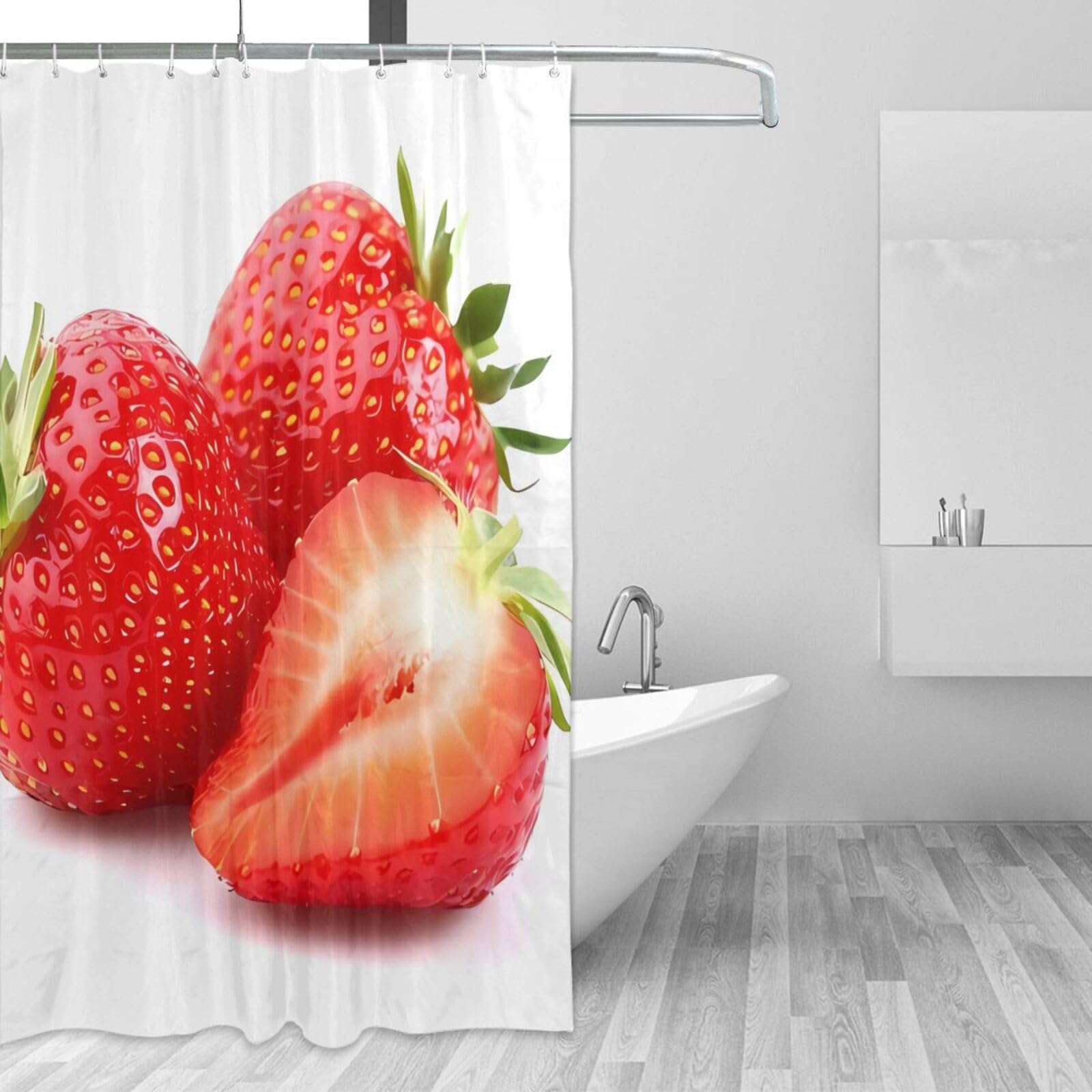 Rideau de douche fraises fraîches pour une décoration de salle de bain vitaminée