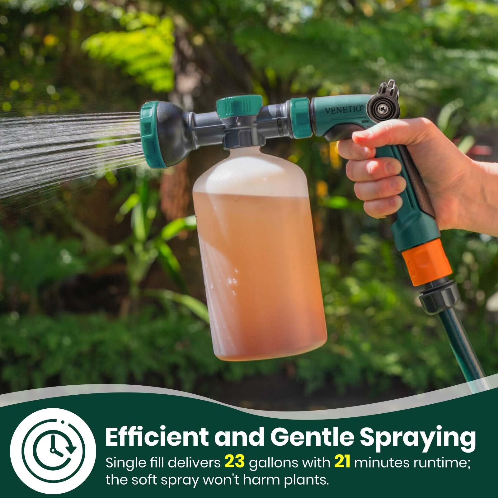 VENETIO Pistola a spruzzo per fertilizzanti liquidi/prodotti chimici | Mangiatoia di precisione per prato e giardino per fertilizzazione uniforme e irrigazione delle piante | Spruzzatore con ugello