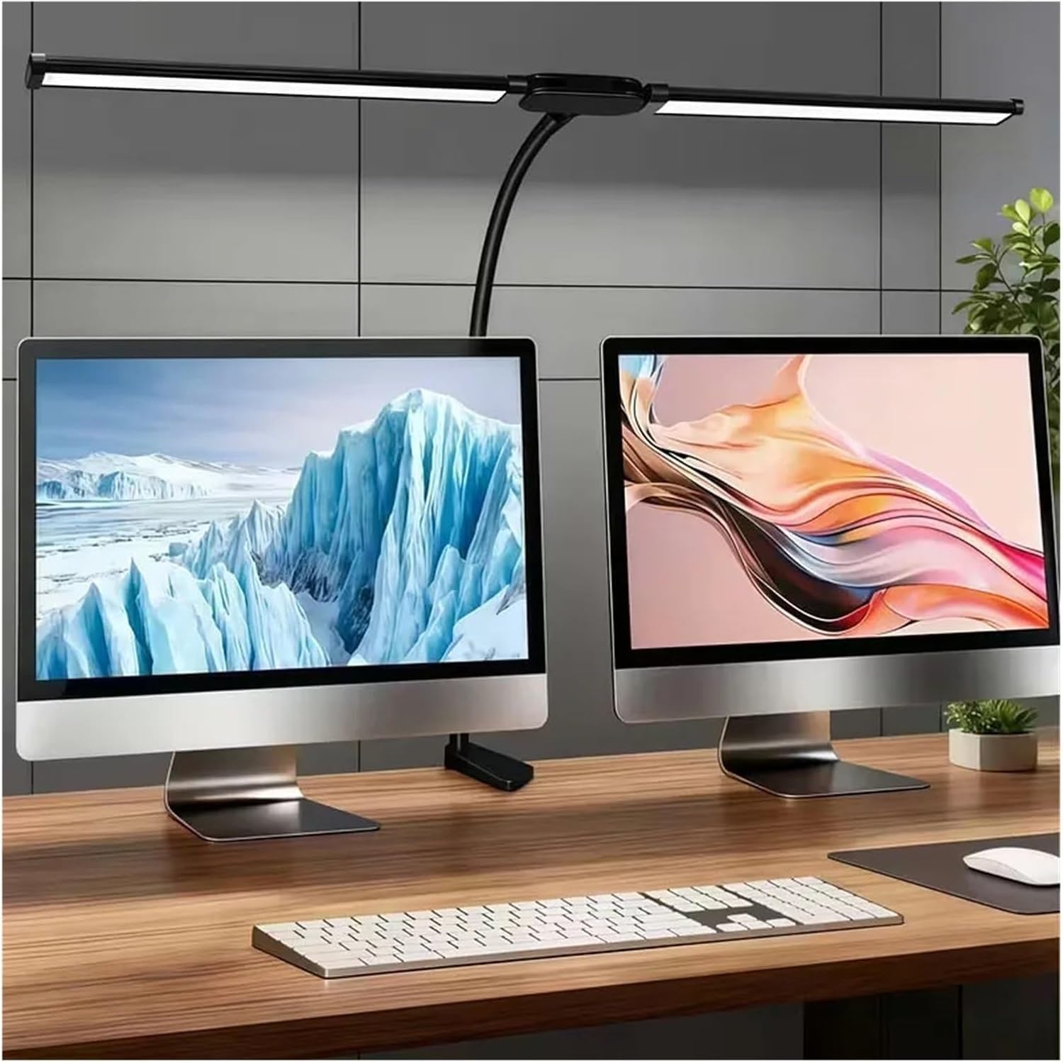 DFAEEKIYO 2Head USB LED Desk Lamp Office Adjustable Eye Protection Light 3Colors(Black)