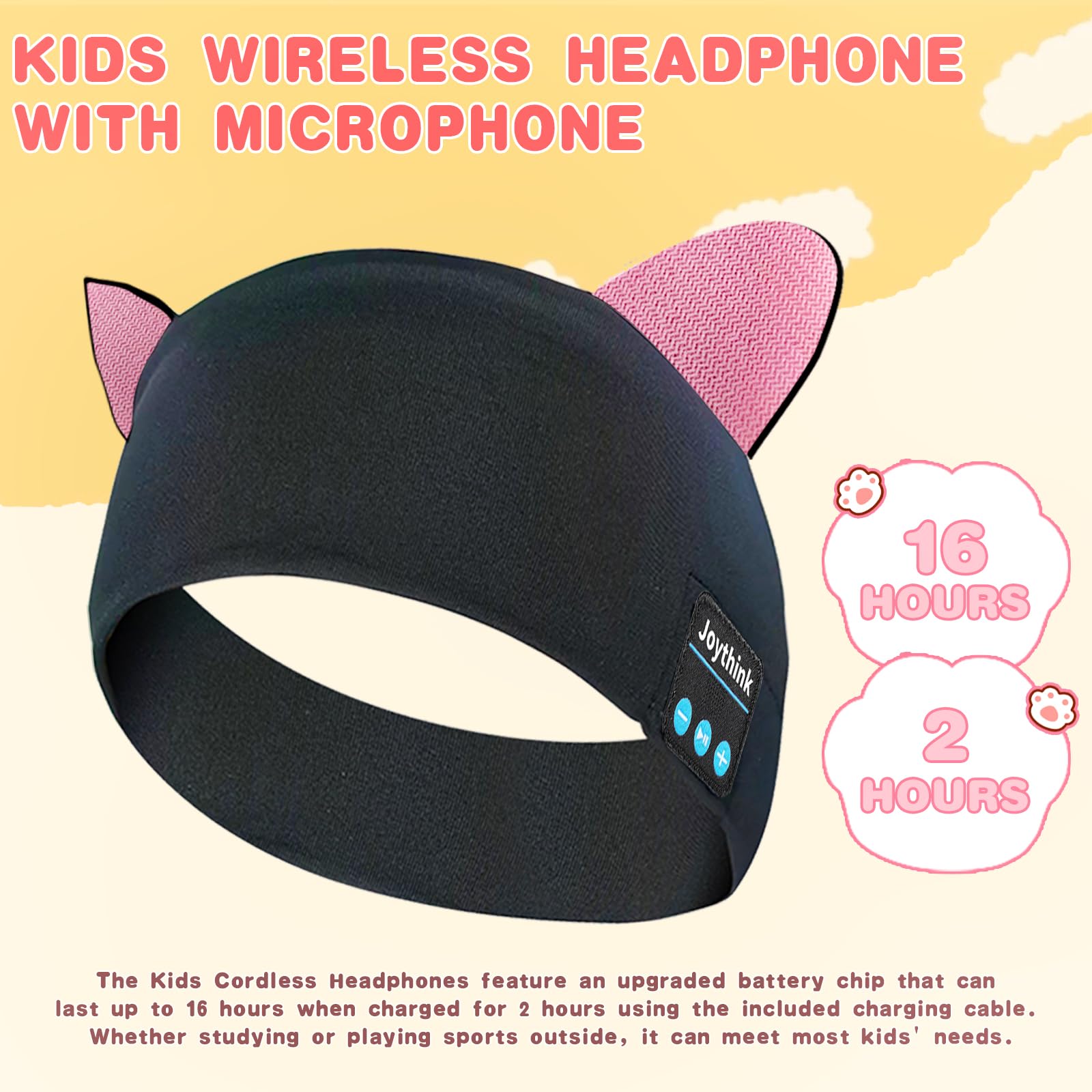 Joythink Diadema Bluetooth para niños, máscara para dormir, auriculares inalámbricos, altavoz delgado integrado, auriculares deportivos ajustables, diadema para dormir para niñas y niños, avión,