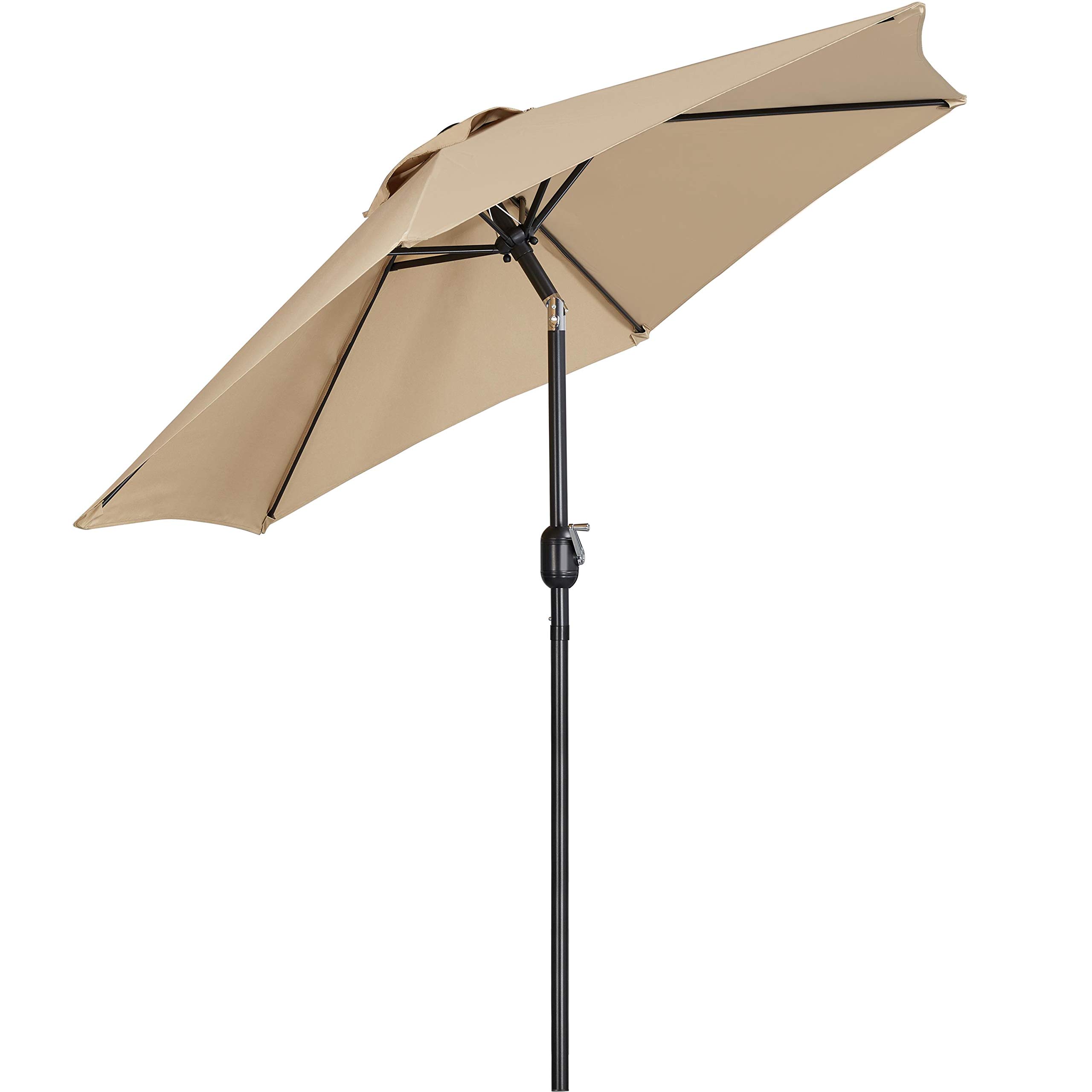Yaheeetch Sombrillas Terraza 223cm Inclinable Parasol para Jardín con Manivela Impermeable Proteccion UV para Patio, Exteriores, Junto a Piscina, Restaurante y Cafetería