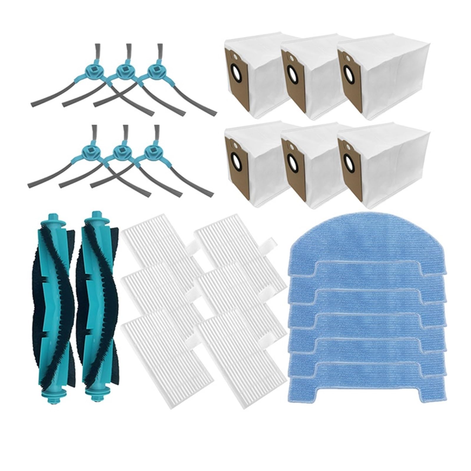 Kompatybilny z Midea S5 Plus/Cecotec Conga 2299 Ultra Home X-Treme Genesis Akcesoria do odkurzaczy Główna szczotka boczna Mop Filtr workowy na kurz(Set17)