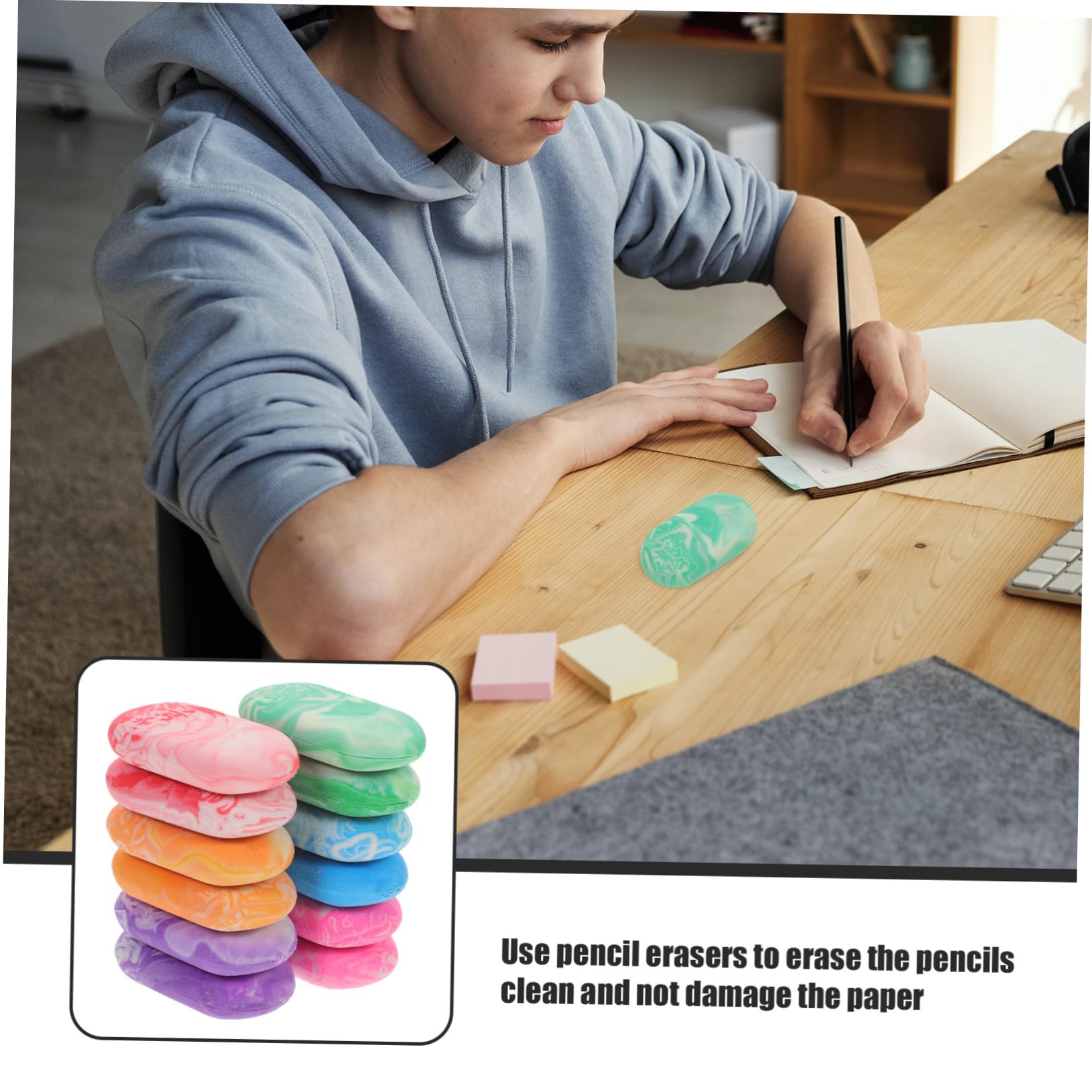 60 Stck. Marmor Radiergummis Oval Tpr Material Langlebig Weich Kleine Bunte Radierer für Schüler Schreibzubehör