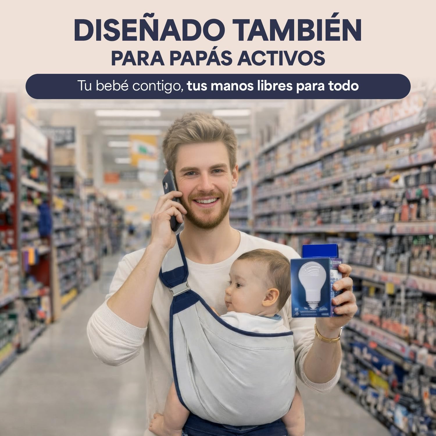 Indiluc Fular Portabebe – Portabebes con Cierre Reforzado de Seguridad y Diseño Ergonómico, Comodidad total en Frontal y Lateral para porta bebes de 0 a 36 meses, Ideal para porteo bebe - 4