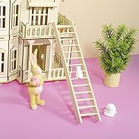 Vista 5 de Mini escalera de madera para casa de muñecas, escalera de jardín en miniatura, muebles pequeños, decoración en miniatura, adorno de casa de muñecas