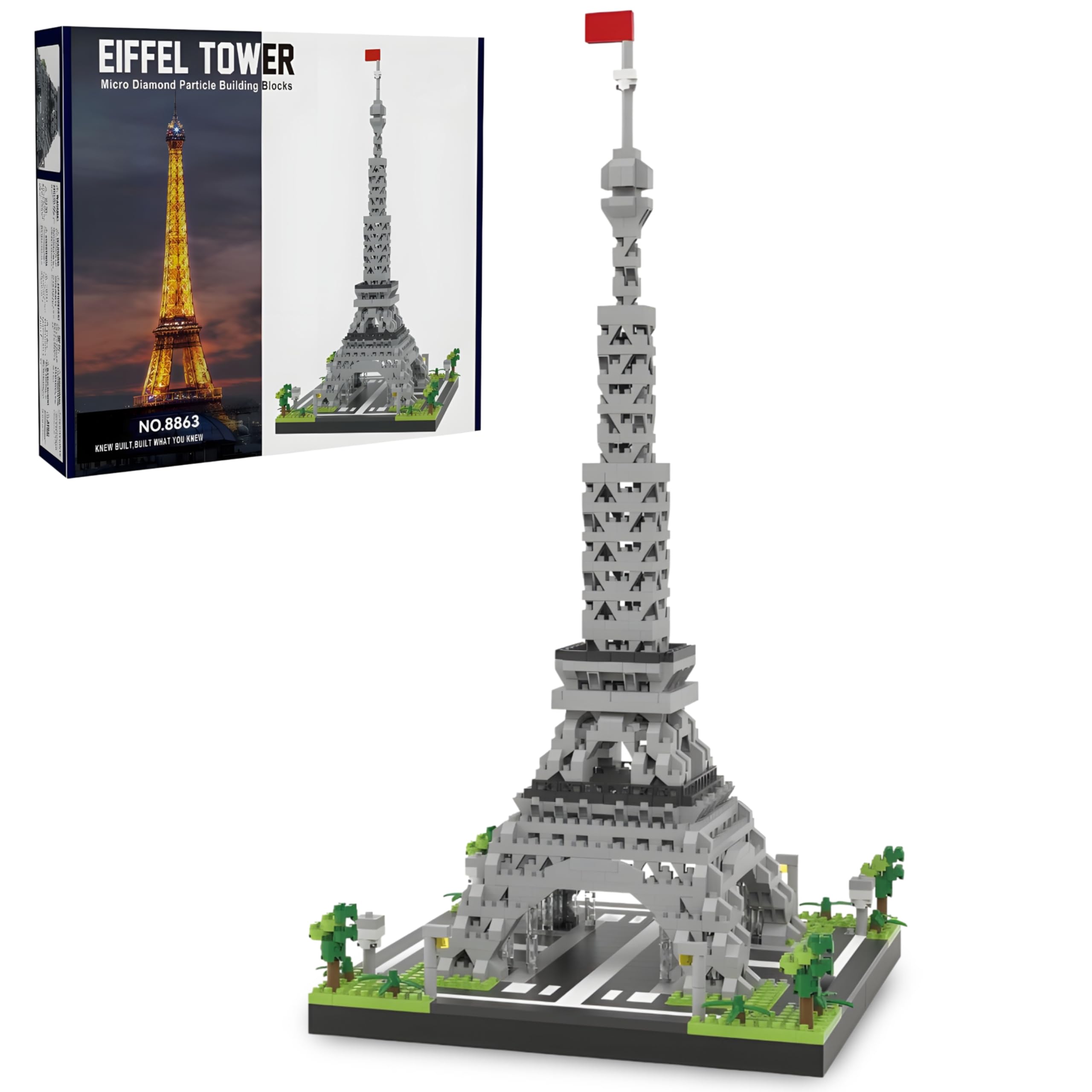 Eiffel Tower Building Blocks Set, Mini Bricks Iron Tower Landmark Architecture Building Model Kit, Creative DIY Building Toys for Home Desk, Artistic Gift for Adults & Teens, 2551 PCS