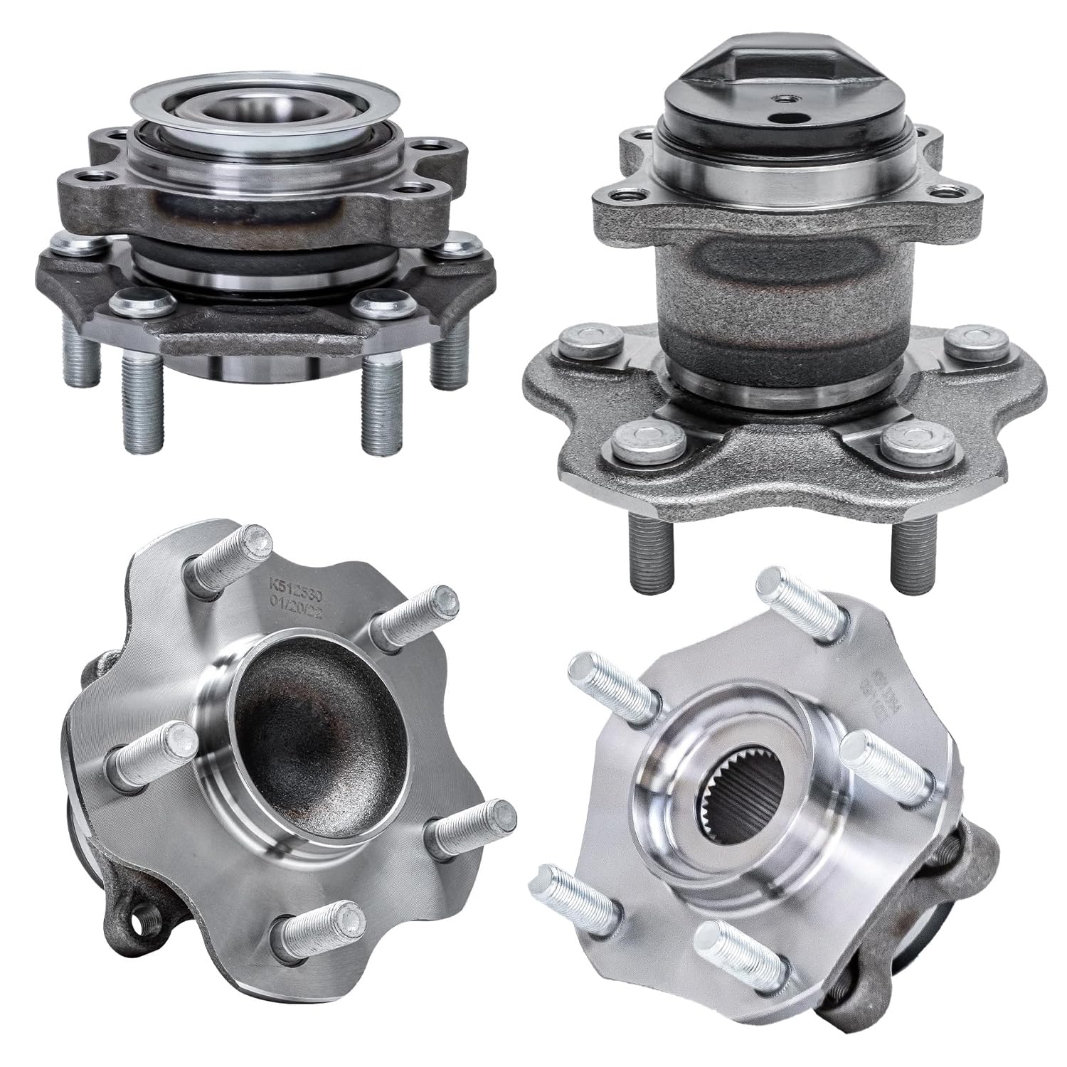 Detroit Axle - 4pc Wheel Bearing Hubs Assembly for 2013-2019 Nissan Sentra