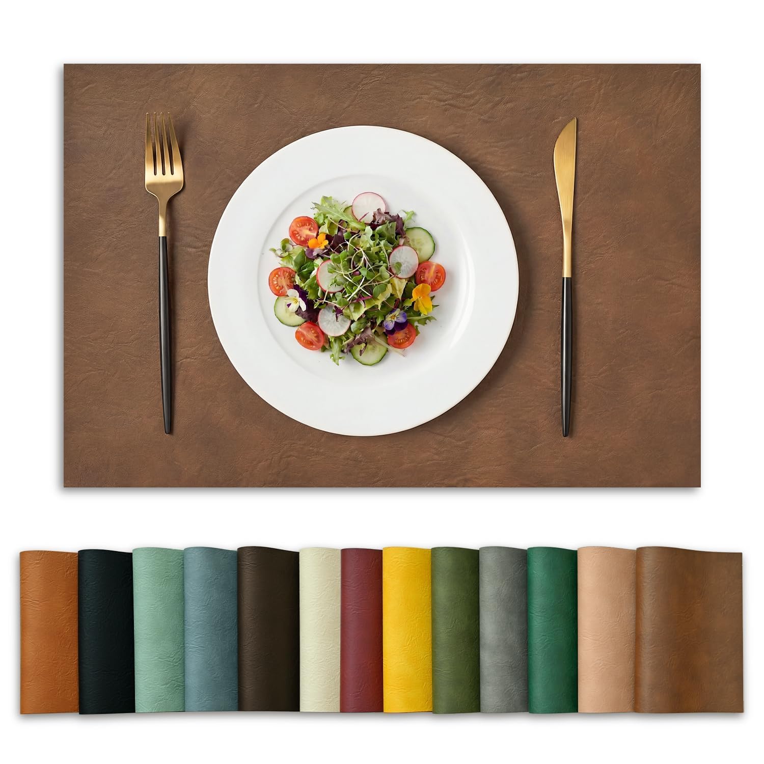 Artoid Mode Brown Faux Leather Autumn Placemats 30x45 cm Set of 4 โ image 1