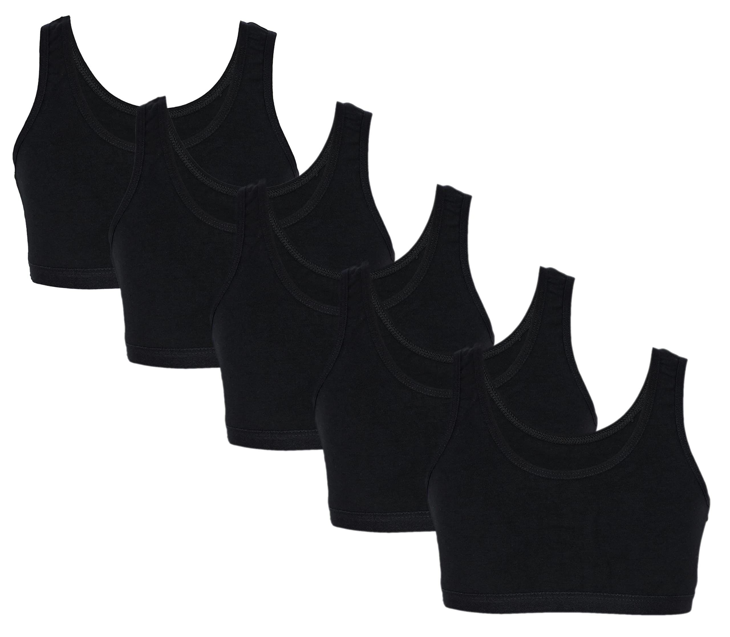 TupTam Girls Bustier Bra Crop Top, Pack of 5, Black, 158-164