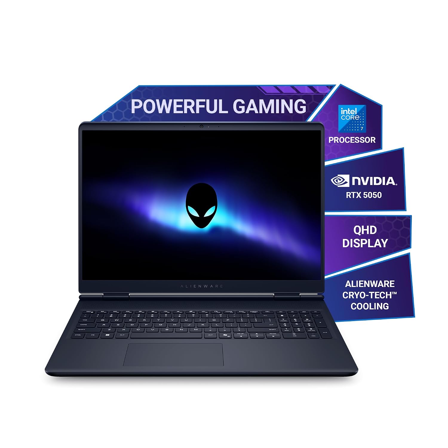 Alienware 16 Aurora Gaming Laptop, Intel Core 7 240H Processor, 16GB DDR5, 1TB SSD, RTX 5050 8GB GDDR7, 16.0″ 2.5k, 300 nits Display, Keyboard with 101 Key Backlight, Interstellar Indigo, 2.57kg