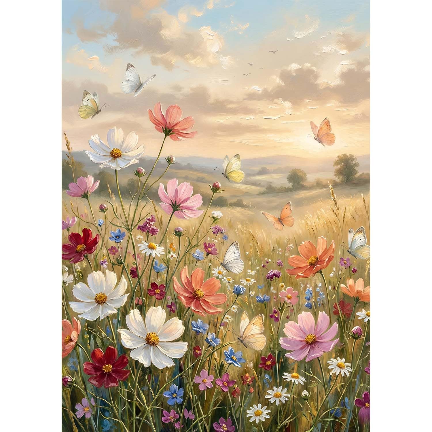 FOXKISS Diamond Art Painting Kits for Adults, Wildflower Full Drill Diamond Dots Paintings for Beginners, Round 5D Paint with Diamonds Pictures Gem Art Painting Kits DIY Crafts Kits 12x16In