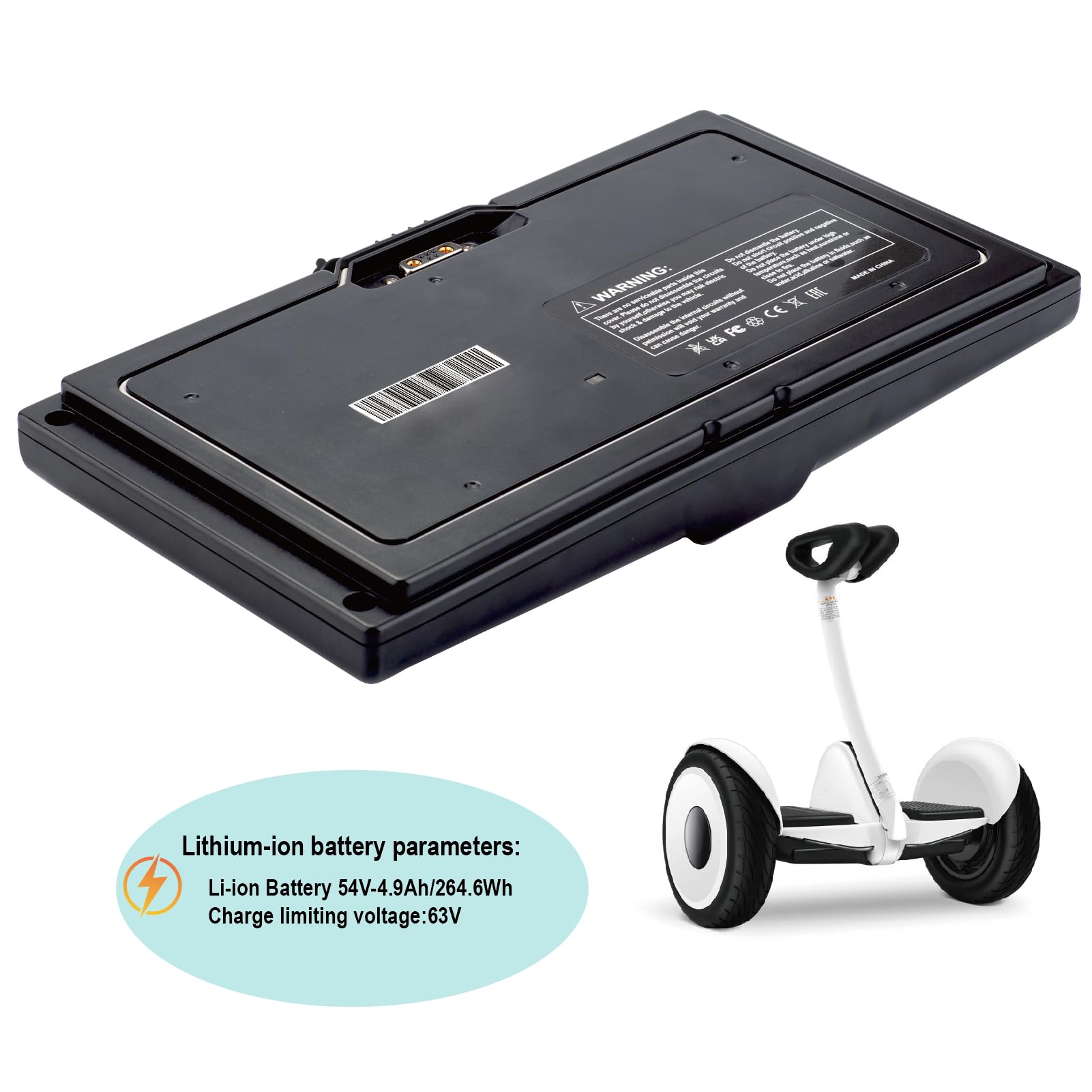 Batterie de rechange pour Xiaomi Balance Two Wheeler Smart Twist Auto Hoverboard Brouette Monocycle 54 V 4,9 Ah