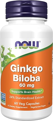 Miniatura 10 de NOW Suplementos, Ginkgo Biloba 60 mg, extracto estandarizado al 24%, proyecto verificado sin OMG, 120 cápsulas vegetales
