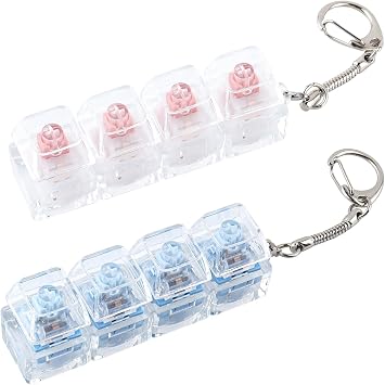 2 Pcs Keyboard Fidget Toy, Silent & Loud Keyboard Fidget Keychain