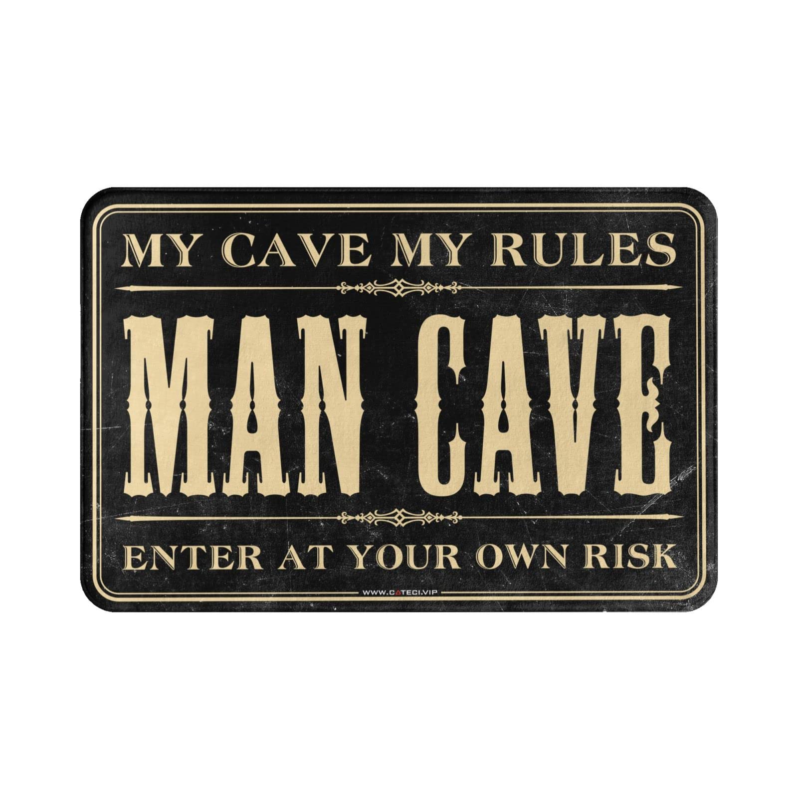 Decoración de cueva de hombre Wrning Enter at Your Own Risk Mat Felpudo en casa (tamaño: 65 x 90 cm)