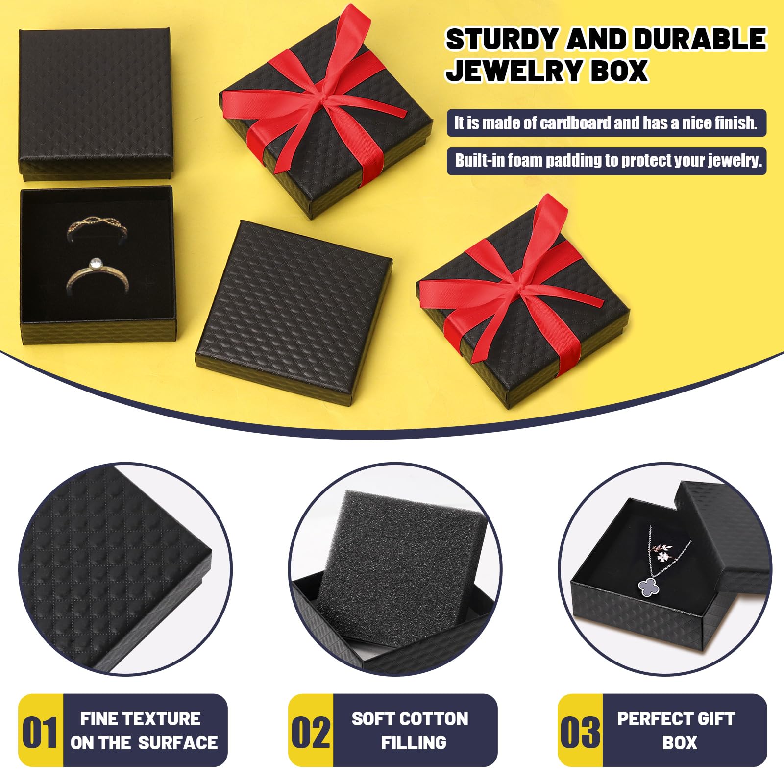 Scatola Porta Collana Per Regalo 12 Scatole Regalo Per Gioielli Con Nastro - 5x8x2.5cm, Con Inserti In Schiuma Scatole Per Collane