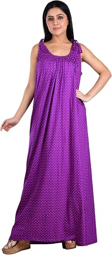 Piyali's Creation Women's Comfortable Purple Sleeveless Polka Nighty (XL-42)