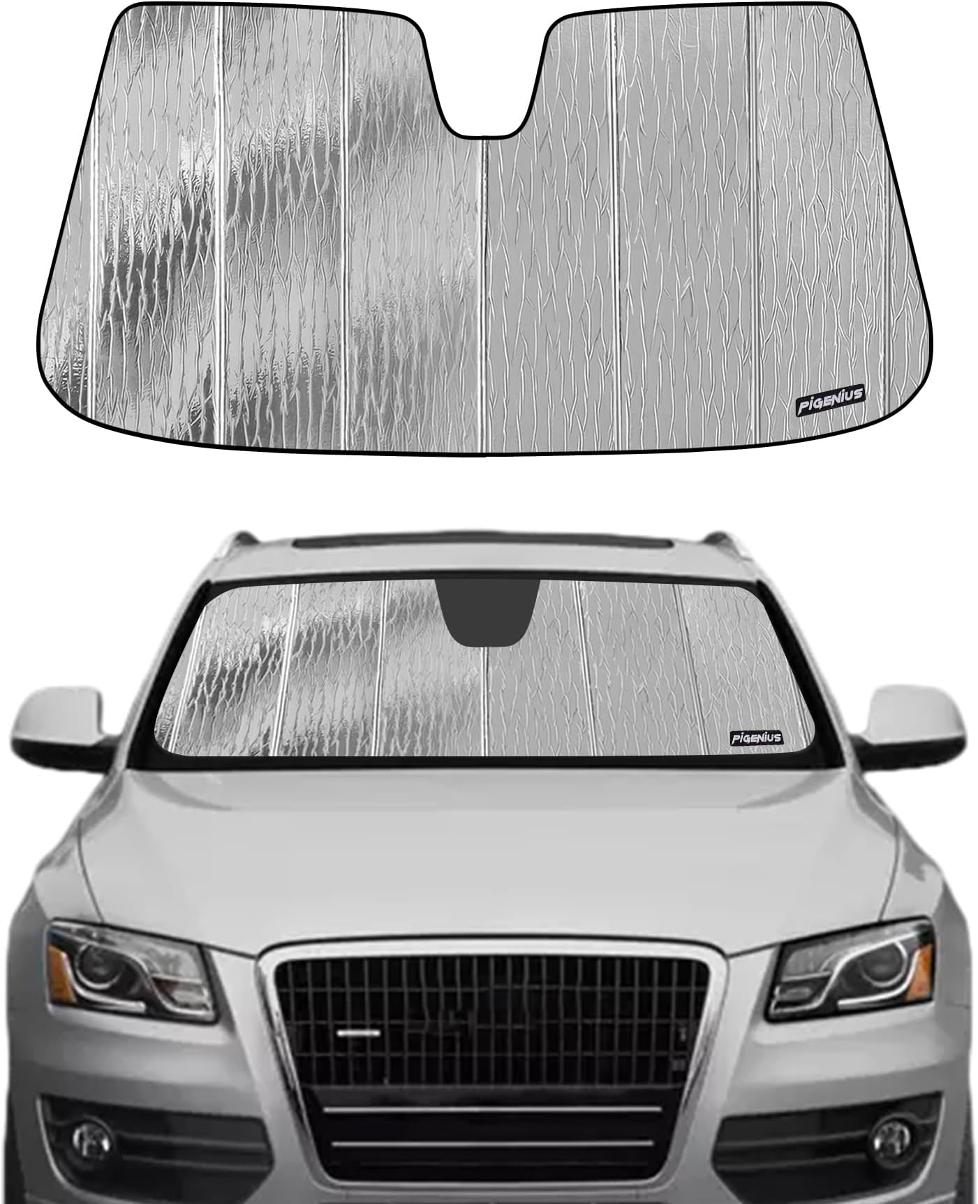 Pigenius Windshield Sun Shade for 2009-2017 Audi Q5, 2014-2017 Audi SQ5 Front Window Sunshade - Premium Folding Sunshade