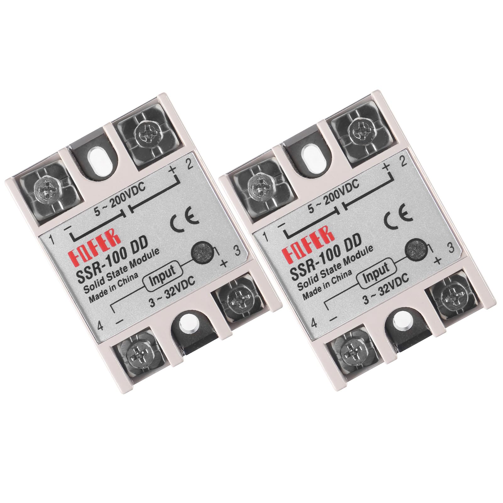 Alinan 2pcs SSR-100DD Solid State Relay DC to DC Input 3-32VDC Output 5-200VDC Single Phase Solid State Relay