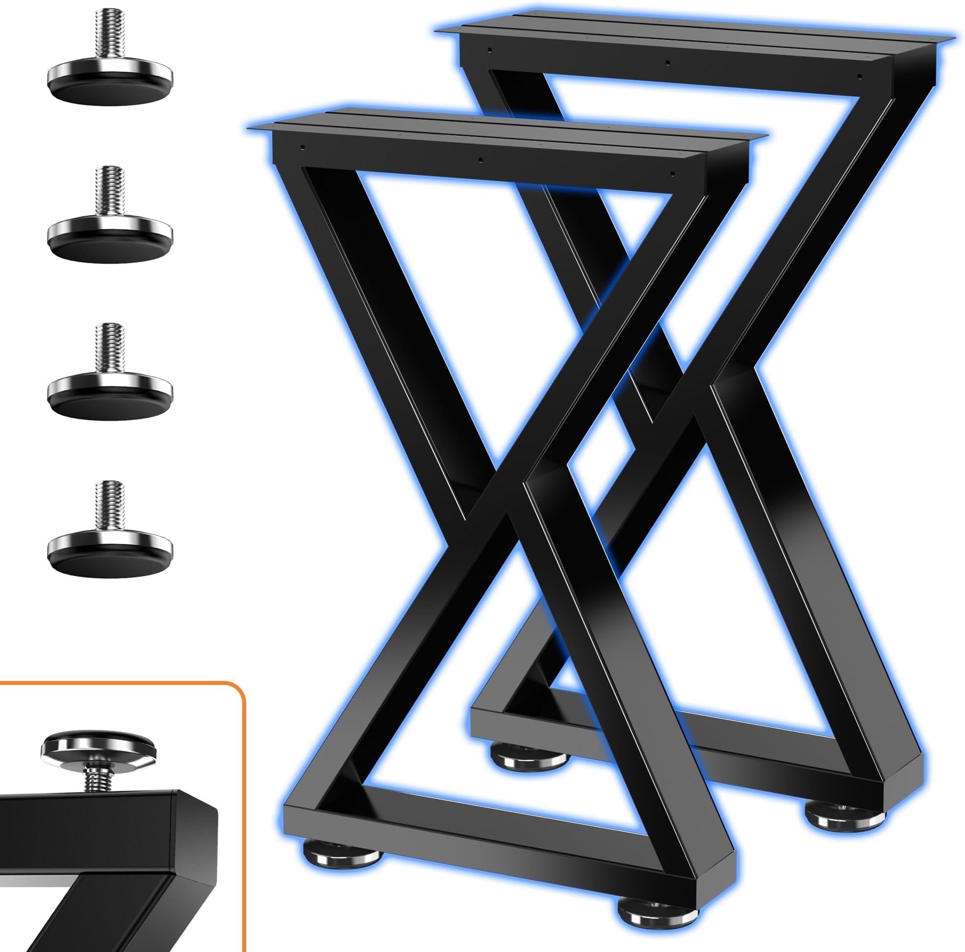 SKYSEN 28" Metal Table Legs, Desk Legs, Coffee Table Legs,Bench Legs for Desk, Coffee Tables, Dining Tables, Benches-28 * 17.7" Z Shape- Heavy Duty- Thickened Material- Black(zt-z-28"*17.7")
