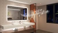 STARLEAD Nagy Fürdőszobai Tükör Szabályozható LED Világítással 120x70 cm, 3 Színhőmérséklet, Bluetooth Hangszóró, Páramentesítő, IP44 Vízálló,  2