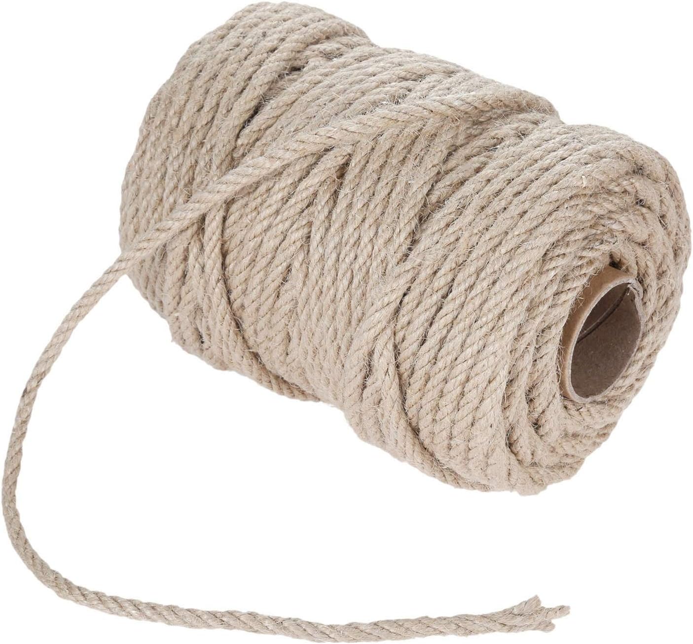 Lueao Cqinju-Jute Twine Natural Jute Rope Twine Rolls Hemp Cord Macrame String DIY Handmade Decor 1mm-12mm Diameter 10m-200m Long, Durable Packing String (Color : 6mm 50M)