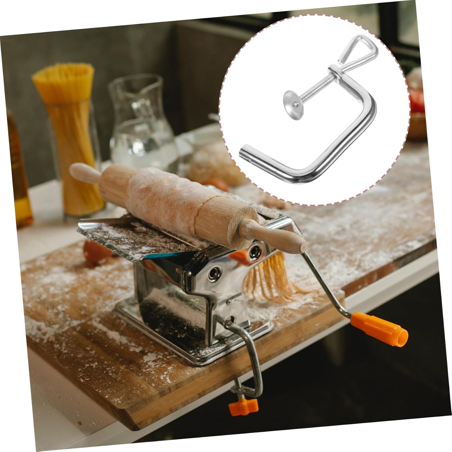 ABOOFAN 4pcs Noodle Machine Accessories Pasta Making Machine Clamp Pasta Making Device Clip Pasta Maker Fixing Clamp Pasta Maker Clip Part Pasta Making Machine Clip Noodle Maker Clamp, Silverx4pcs
