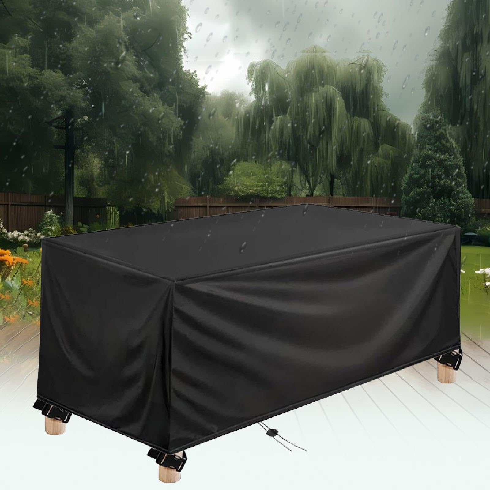 Nero Copertura Tavolo Esterno,Copritavolo Esterno Impermeabile 350x240x94cm/LxPxH Copertura Impermeabile per Mobili Da Esterno, Anti-UV Coperture Mobili Giardino Rettangolare/Quadrato