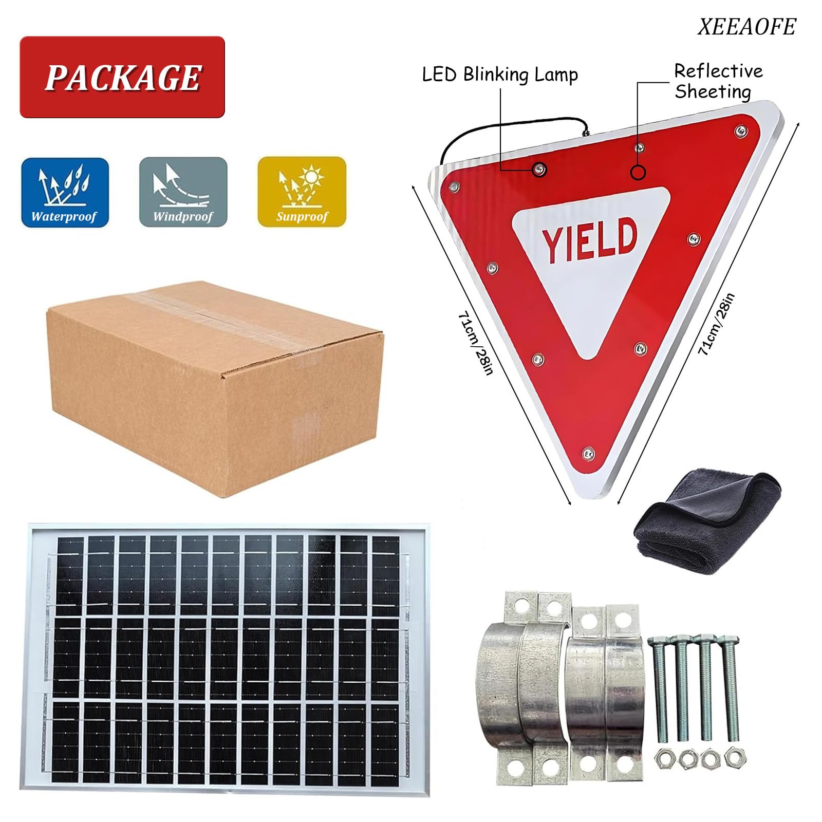 Señal solar de rendimiento de tráfico, señal de advertencia LED de alta intensidad de 28 pulgadas, funciona con energía solar, reflectante de grado de ingeniero, aluminio resistente para una mayor