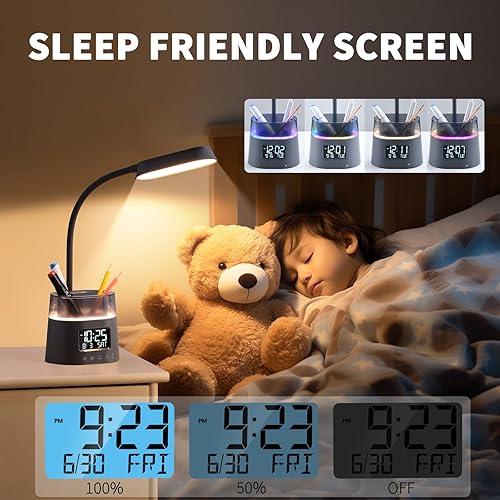 Miniatura 3 de Lámpara de escritorio LED para oficina en casa, lámpara de mesa táctil con puerto de carga USB, 3 modos de color luz de lectura regulable continua,