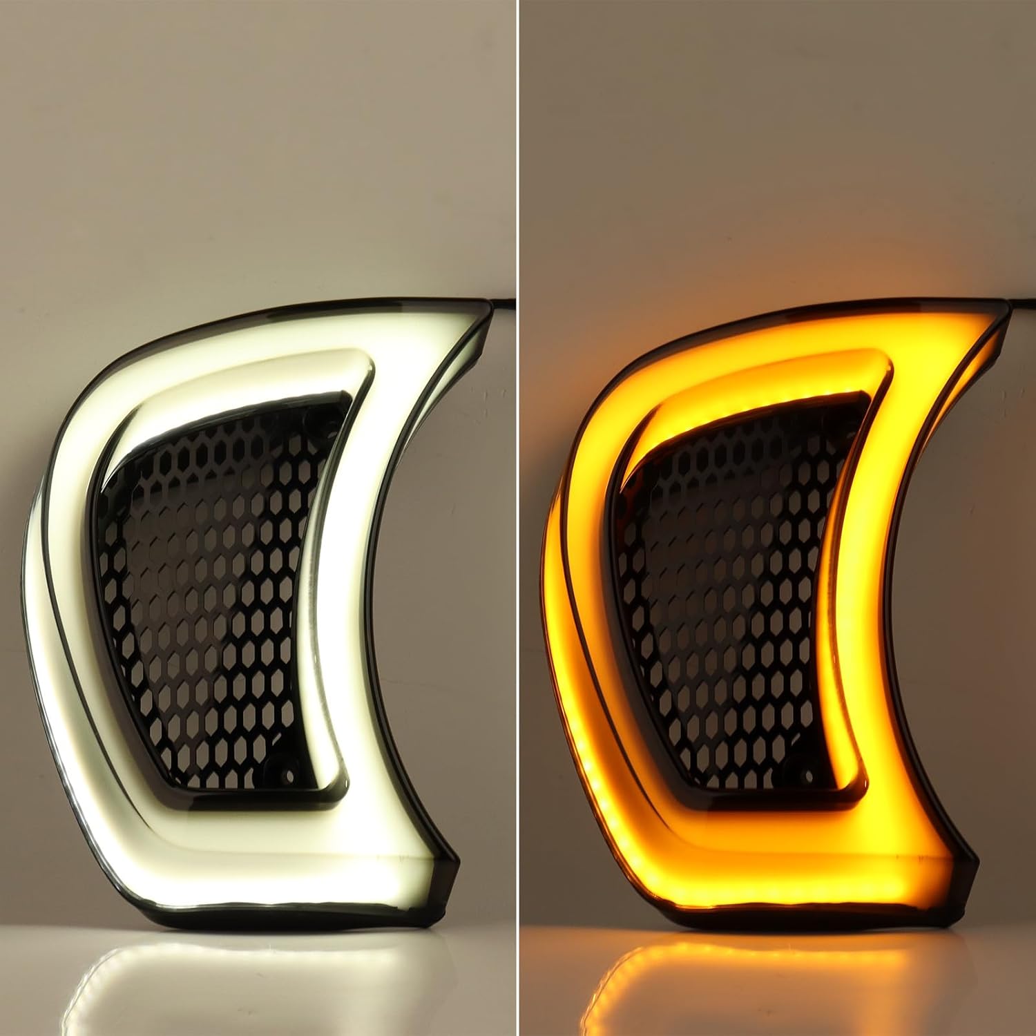 Windshield Trim & Vent Accent LED Light Kit Compatible with 2015-2023 Harley Road Glide FLTRX FLTRXS FLTRU FLTRK CVO - Smoke Lens, White/Amber COB LEDs