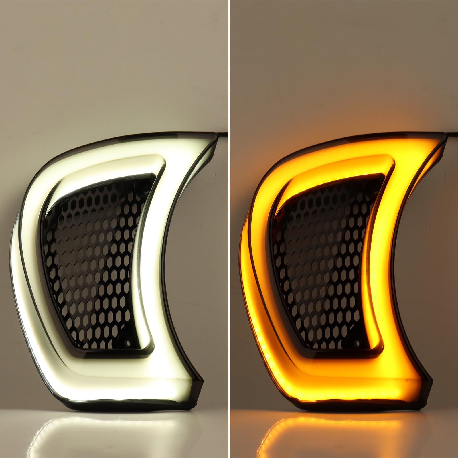 Astra Depot Motorcycle Headlight Vent Accent Kit, Dual-Function White/Amber COB LED Light Compatible for 2015-2024 Harley Road Glide FLTRX FLTRXS FLTRU FLTRK CVO, Smoke Lens, ABS Housing