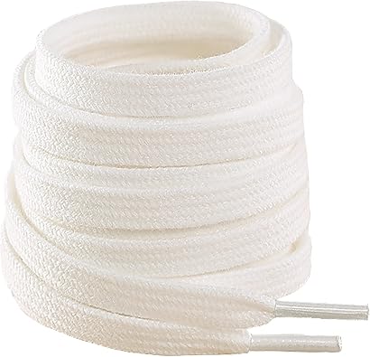 100% Cotton Flat Shoelace, [2 Pairs] 8mm Wide Premium Flat Sport Trainer Shoes Lace for Sneaker Running Athletic Shoes