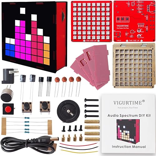 VIGURTIME Kit de proyectos de soldadura de espectro musical de bricolaje pastillas activas de música con animación genial y arte de píxeles para