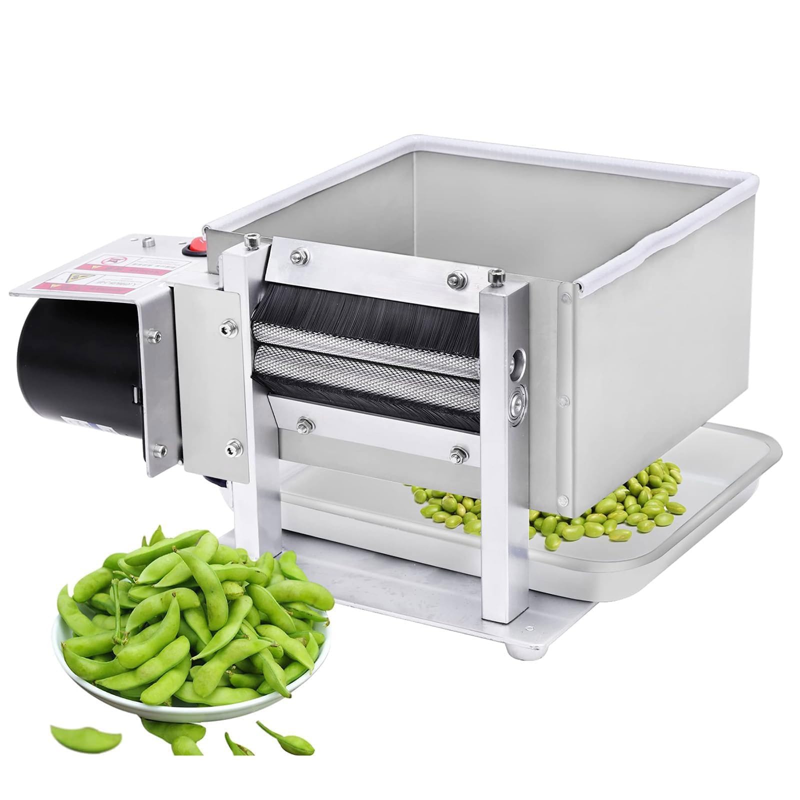 Yxzyfpp Automatic Pea Peeling Machine, Stainless Steel Bean Sheller 15-25Kg/H Output, 120R/Min Electric Soy Peeling Tool For Kitchen Restaurant