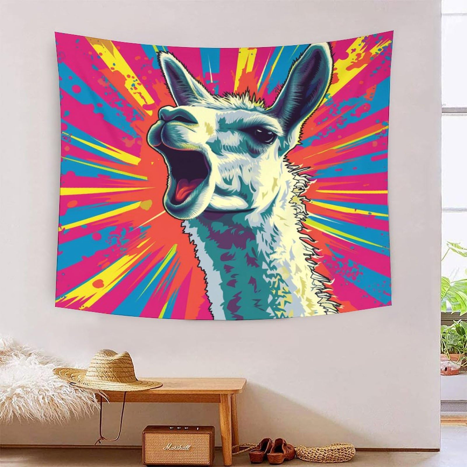 Tapisserie murale alpaga effet 3D drap de plage geant