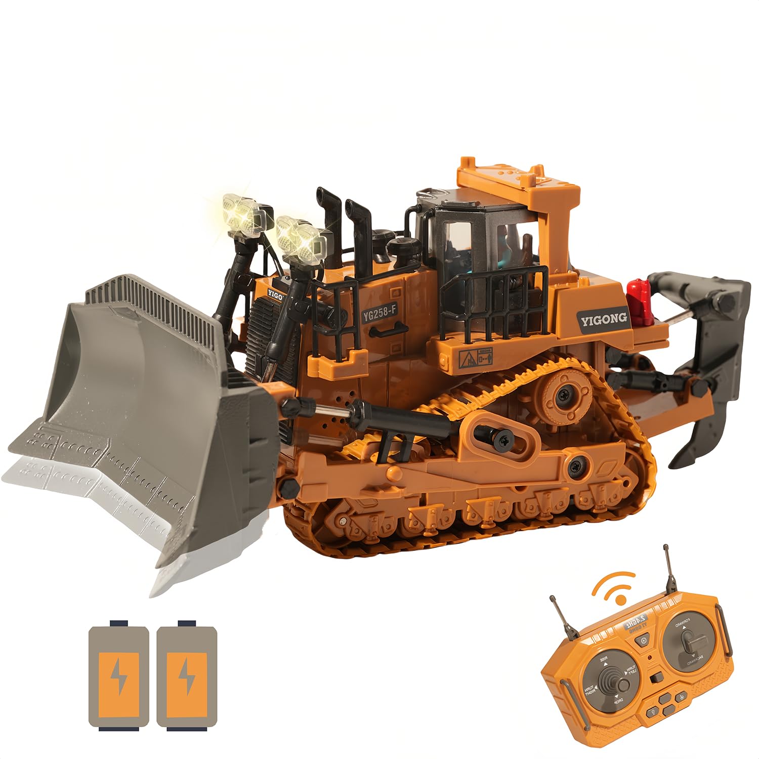 OrgaNatureQueen 9-Channel RC Bulldozer with Lights and Sound - Construction Remote Control Bulldozer,Heavy Equipment Vehicles Dozer Toys for Adults Kids Boys Ages 3-12+ 2025 Christmas Birthday Gift