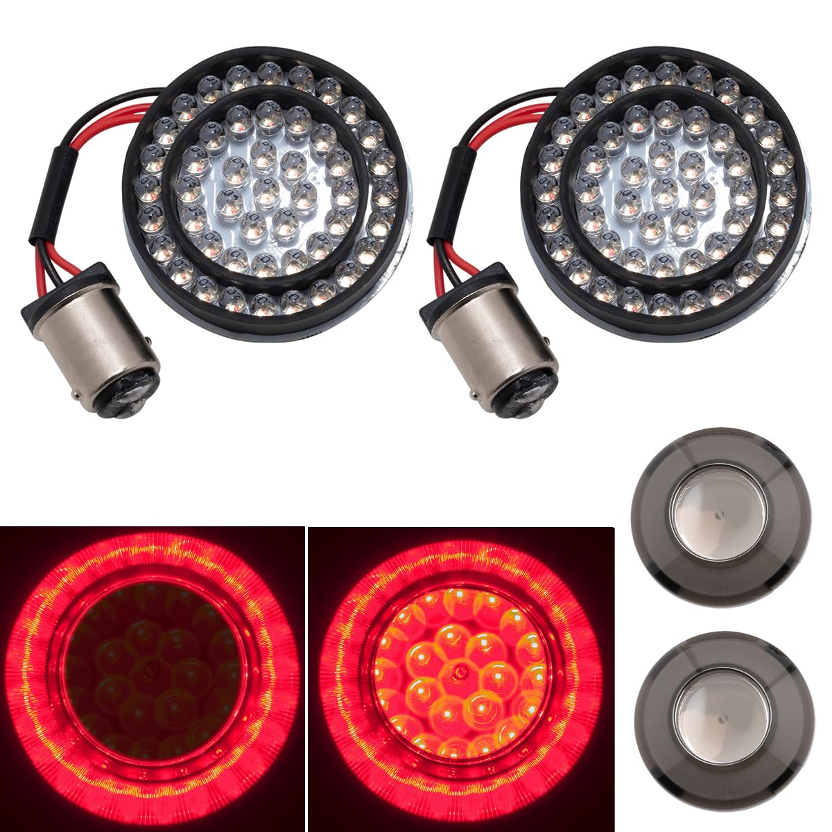 HOGWORKZ® LED Halomaker™ Rear Turn Signals 1157 Base with Red Turn Signals/Running/Brake Lights - Compatible with Harley Davidson