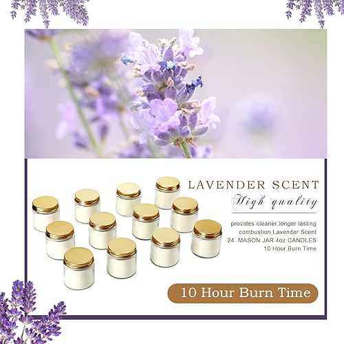 Miniatura 3 de Lounsweer 24 velas pequeñas en tarro Mason de 4 onzas a granel, pequeñas velas perfumadas a lavanda, recuerdos de fiesta para bodas, Navidad,