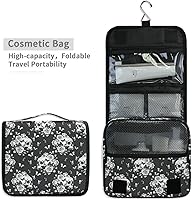 Vista 4 de Neceser colgante con calavera y mariposa de llama, bolsa de maquillaje de viaje para artículos de tocador, organizador de artículos de aseo portátil